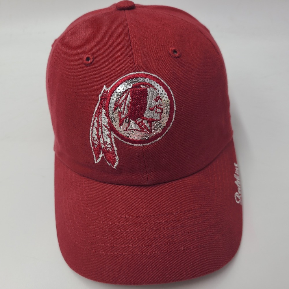 Women Washington Redskins Hat Strapback 47 Brand Clean Up Red NFL Sequins Logo